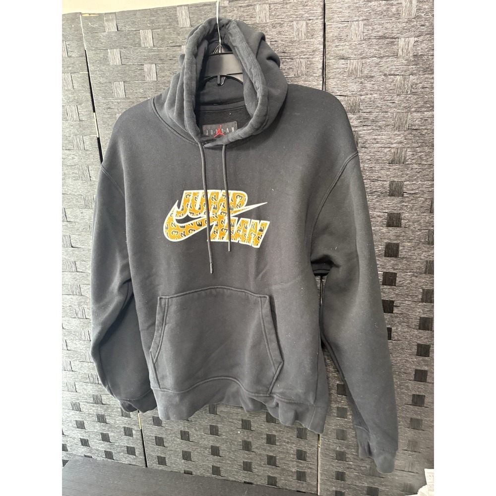 Jordan Jump Man Hooded Sweatshirt Size Small Black/orange Mens